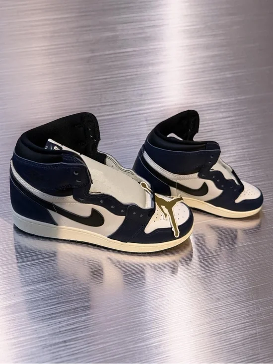 Nike High-Top Sneaker in Navy, White, and Black - Picture 2 of 10